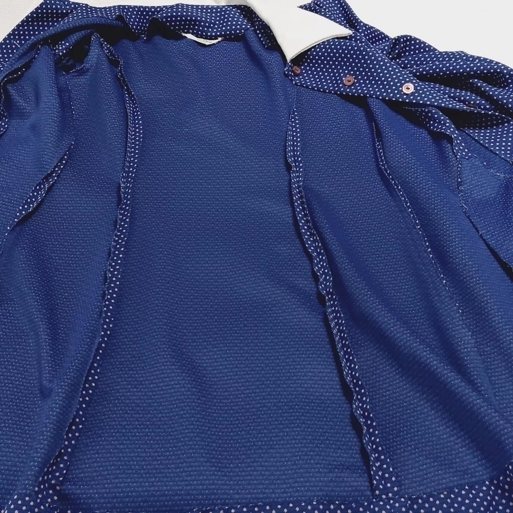 Vintage SEARS The Fashion Place Blue  The Shirtdress vintage polka dot size S-M - Picture 12 of 15